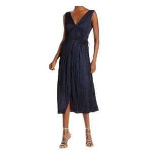 Rebecca Taylor Pleated Button-Front Dress Navy XS NWT